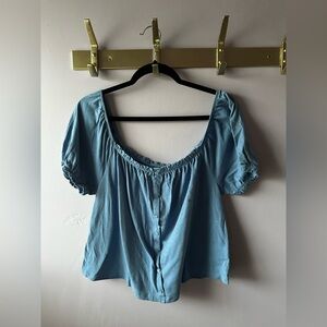 NWOT American Eagle Blue Shrug Shoulder Top Size M